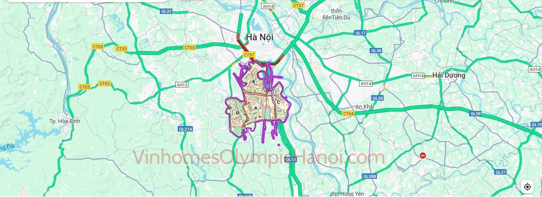 Bản đồ vị trí Vinhomes Olympic Hà Nội | Vinhomes Ngọc Hồi