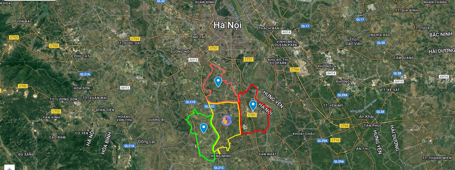 Bản đồ tổng thể Khu A - Đô thị thể thao Olympic Hà Nội - ranh giới và kết nối vùng