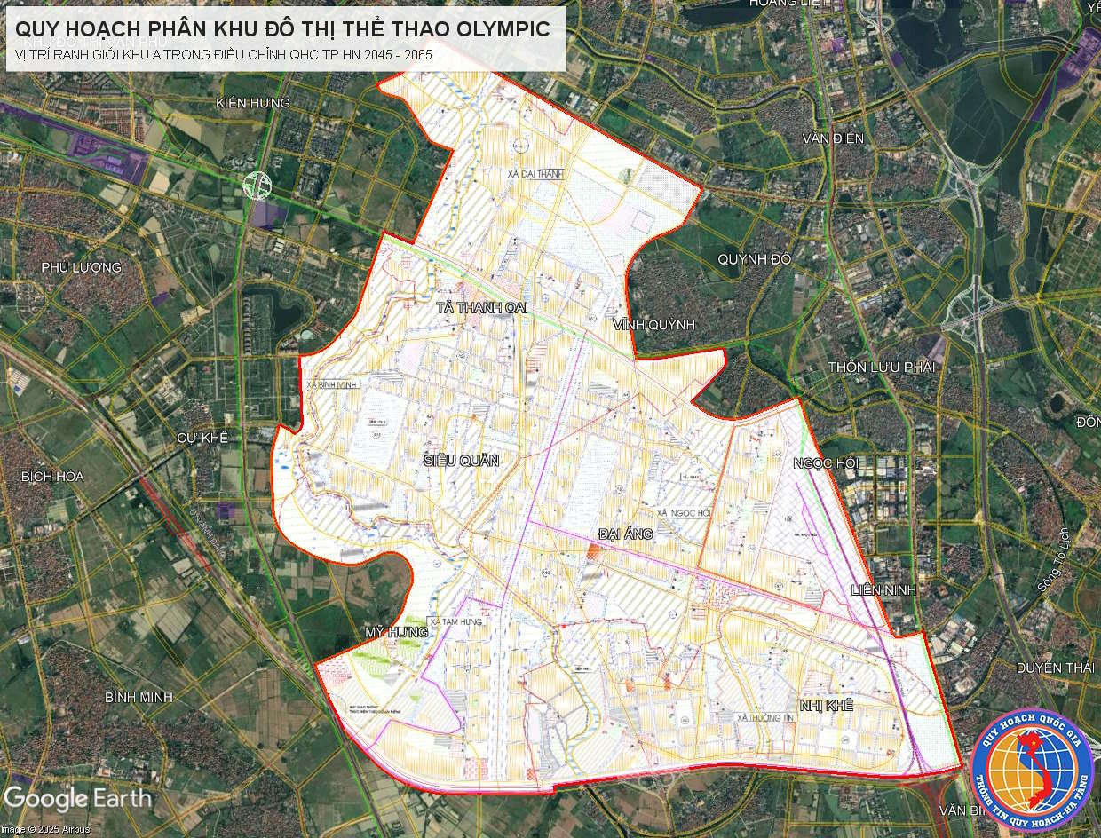 Ranh giới Quy hoạch Khu A - Đô thị Thể thao Olympic (Nguồn: Quy hoạch Quốc gia)