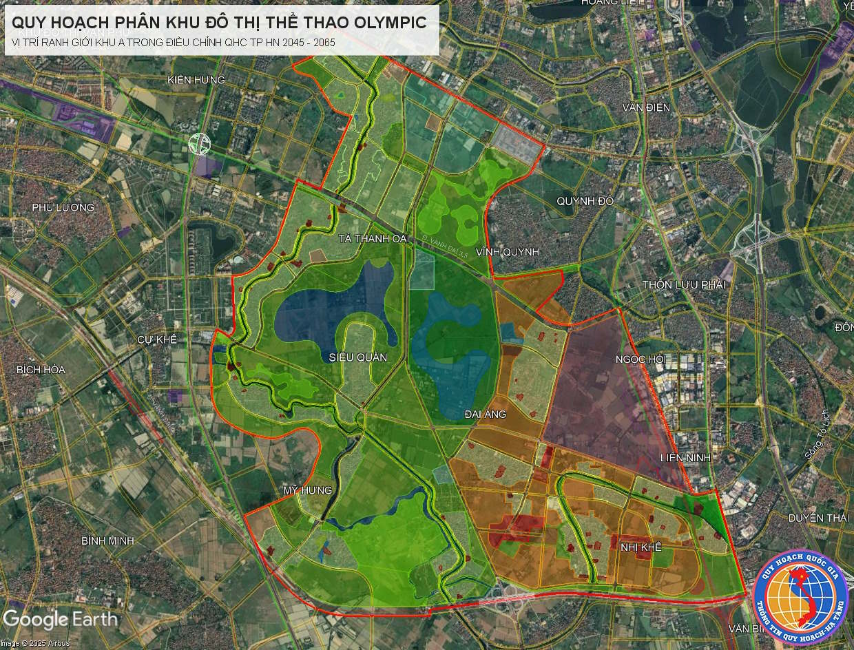 Cơ cấu sử dụng đất Khu A - vành xanh, khu ở, hỗn hợp dịch vụ, hạ tầng kỹ thuật
