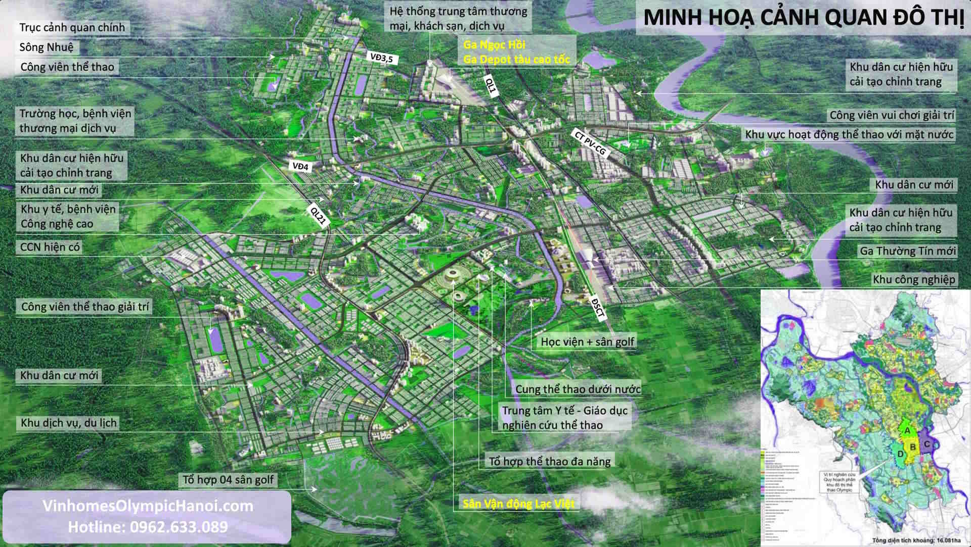 Mặt bằng Khu đô thị thể thao Olympic - Vinhomes Olympic Ngọc Hồi bản 3D