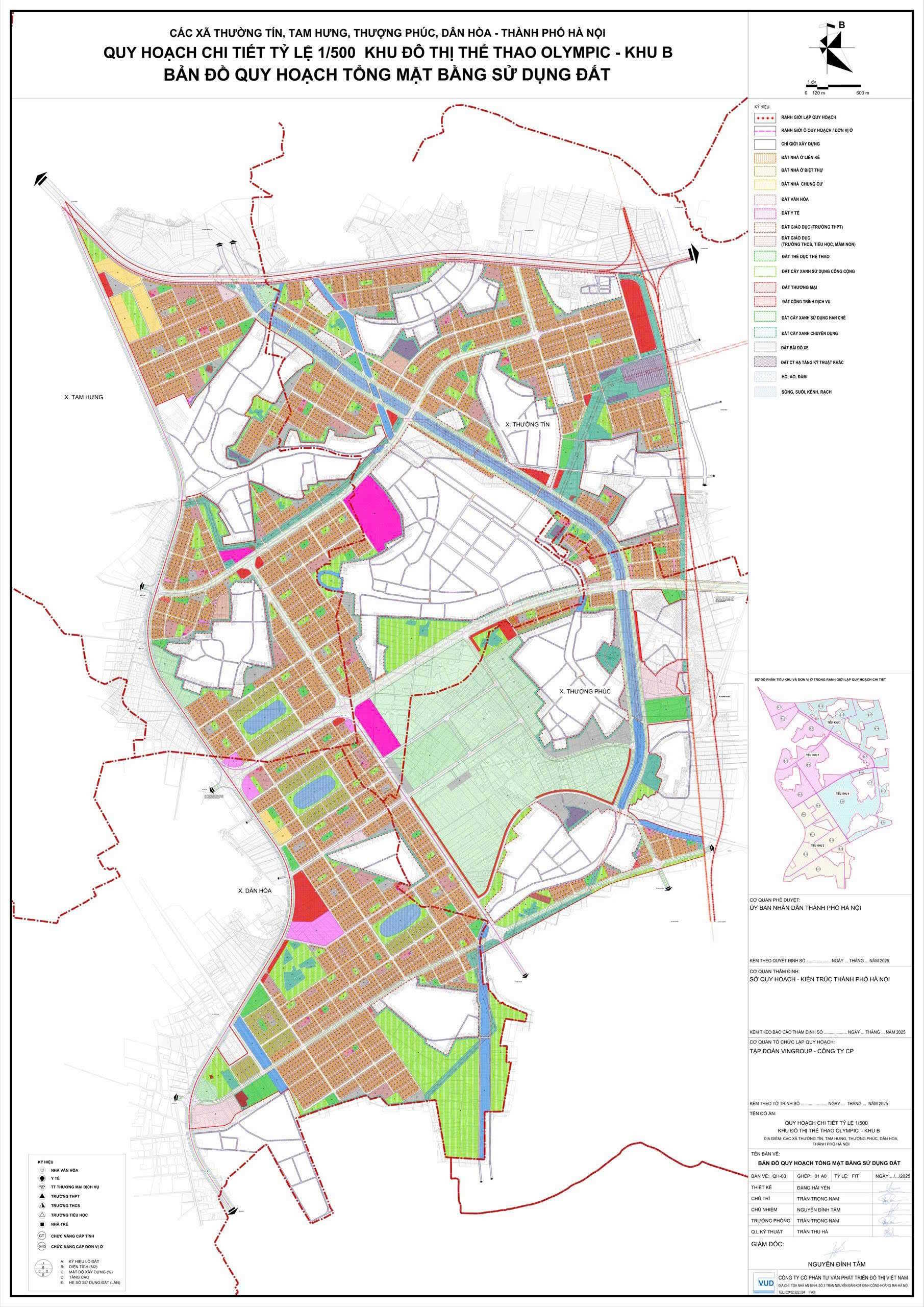 Quy hoạch 1/500 Khu B khu đô thị thể thao Vinhomes Olym Ngọc Hồi