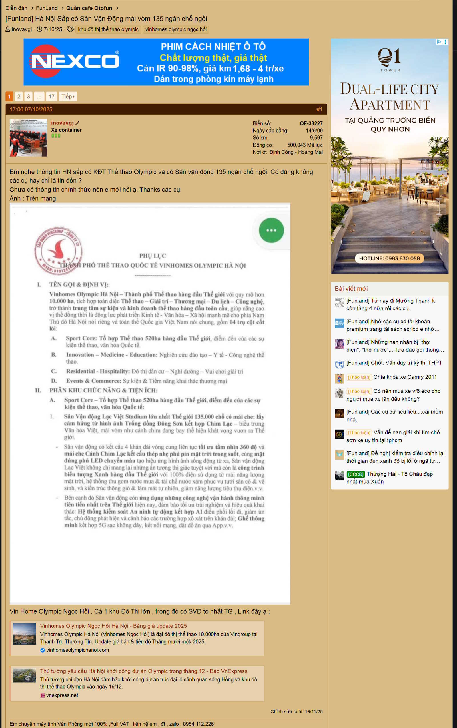 Vinhomes Olympic Ngọc Hồi trên Otofun – Góc nhìn cộng đồng & những thông tin quan trọng cần biết