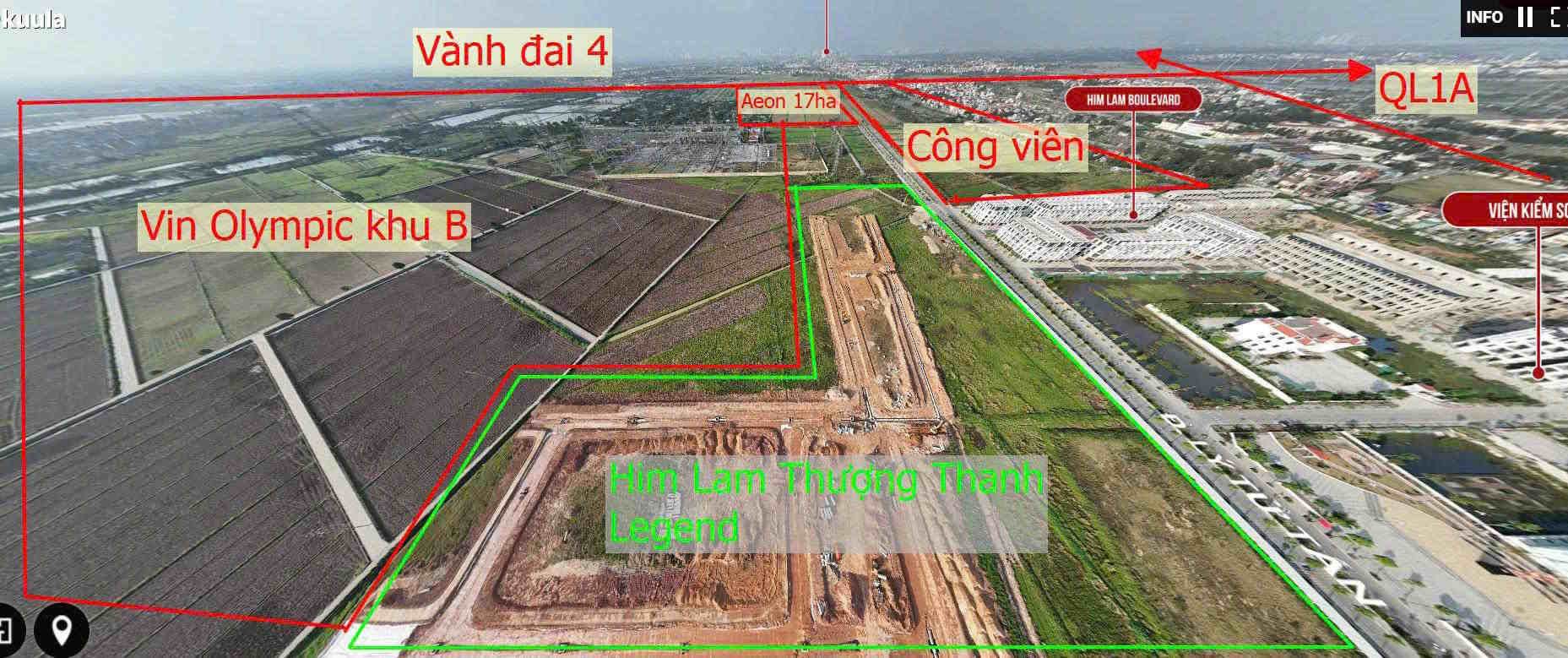 Flycam ranh giới Him Lam Thượng Phúc Legend và Vin Olympic Khu B - chứng cứ vị trí thực địa