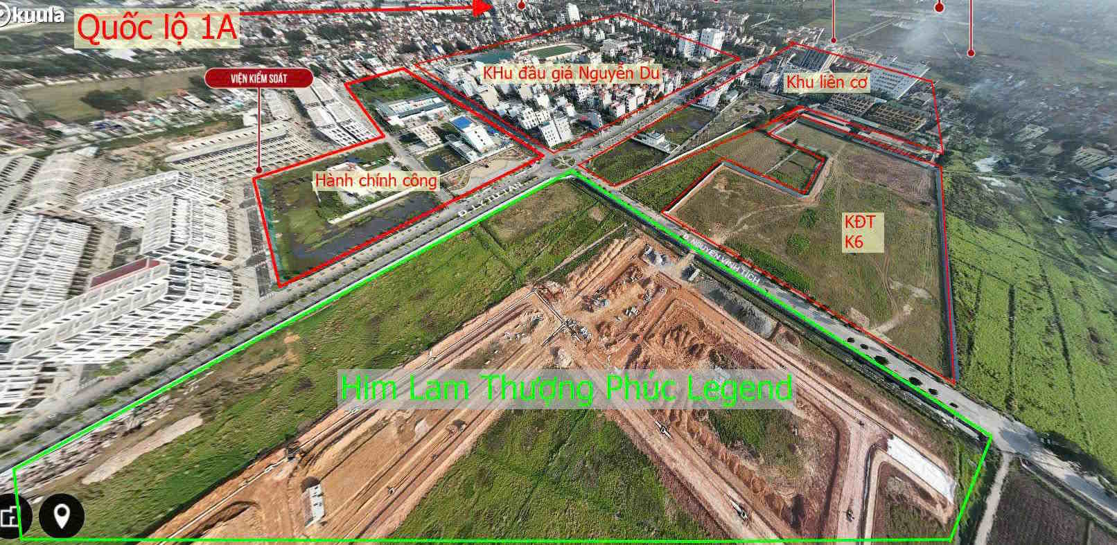 Flycam liên kết vùng Him Lam Thượng Phúc Legend: QL1A, hành chính công, khu đấu giá Nguyễn Du
