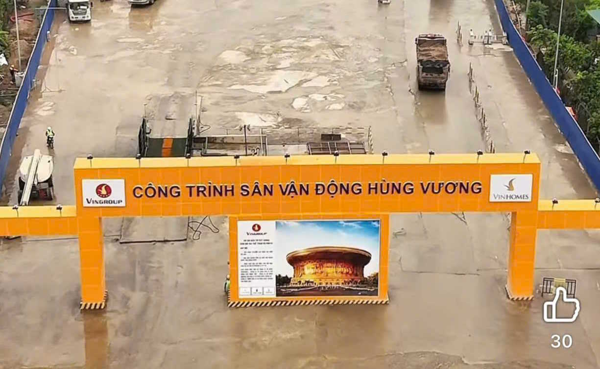 Cập nhật Vinhomes Olympic ngày 04/03/2026: Cổng công trình đã đổi tên thành Sân vận động Hùng Vương