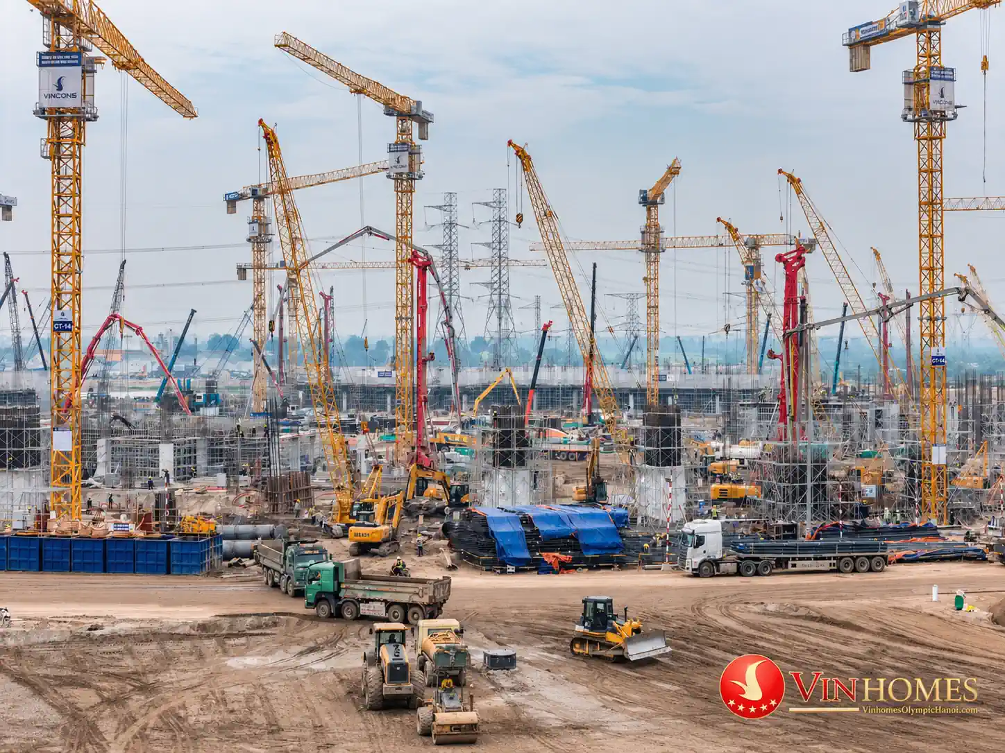 Công trường sân vận động Hùng Vương Vinhomes Olympic