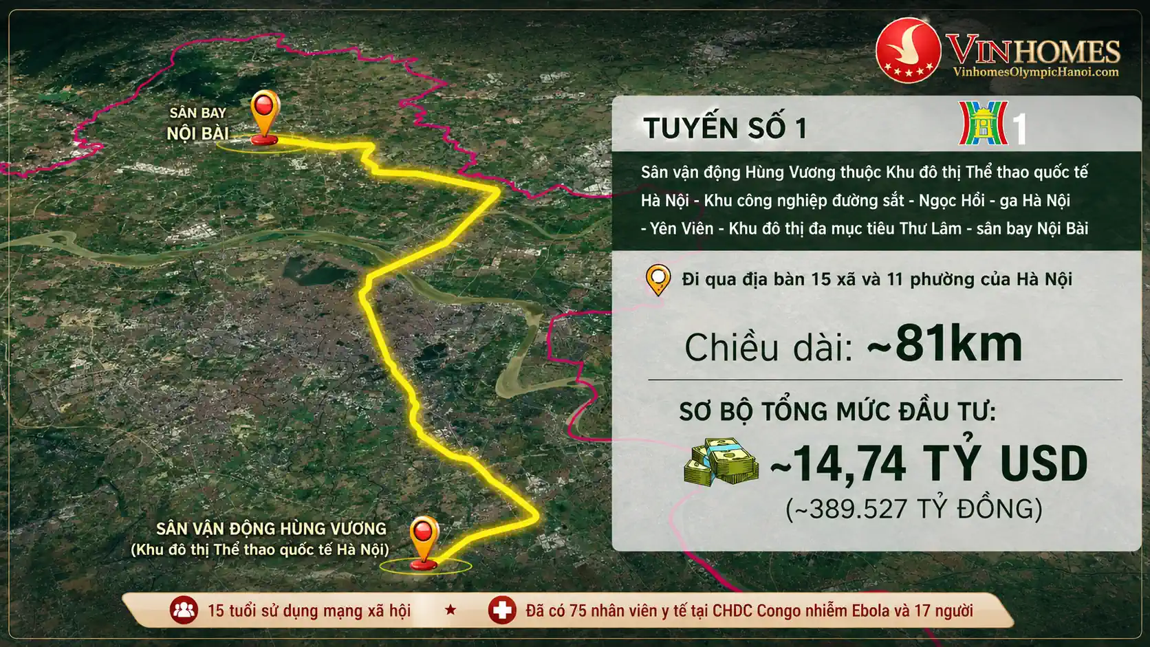 Sơ đồ tuyến metro số 1 kết nối Ngọc Hồi Ga Hà Nội Yên Viên Nội Bài liên quan Vinhomes Olympic